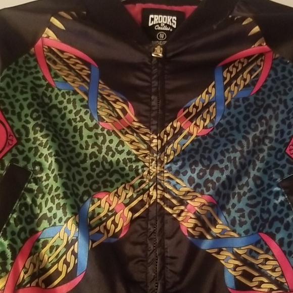 Lady Crooks Black Satin Bomber Jacket - Picture 3 of 5